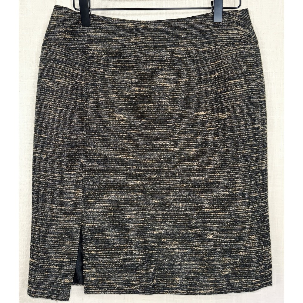 Mary Kay by Twin Hill Sz 6P 6 Tweed Pencil Skirt with Metallic Threads Tan Gold